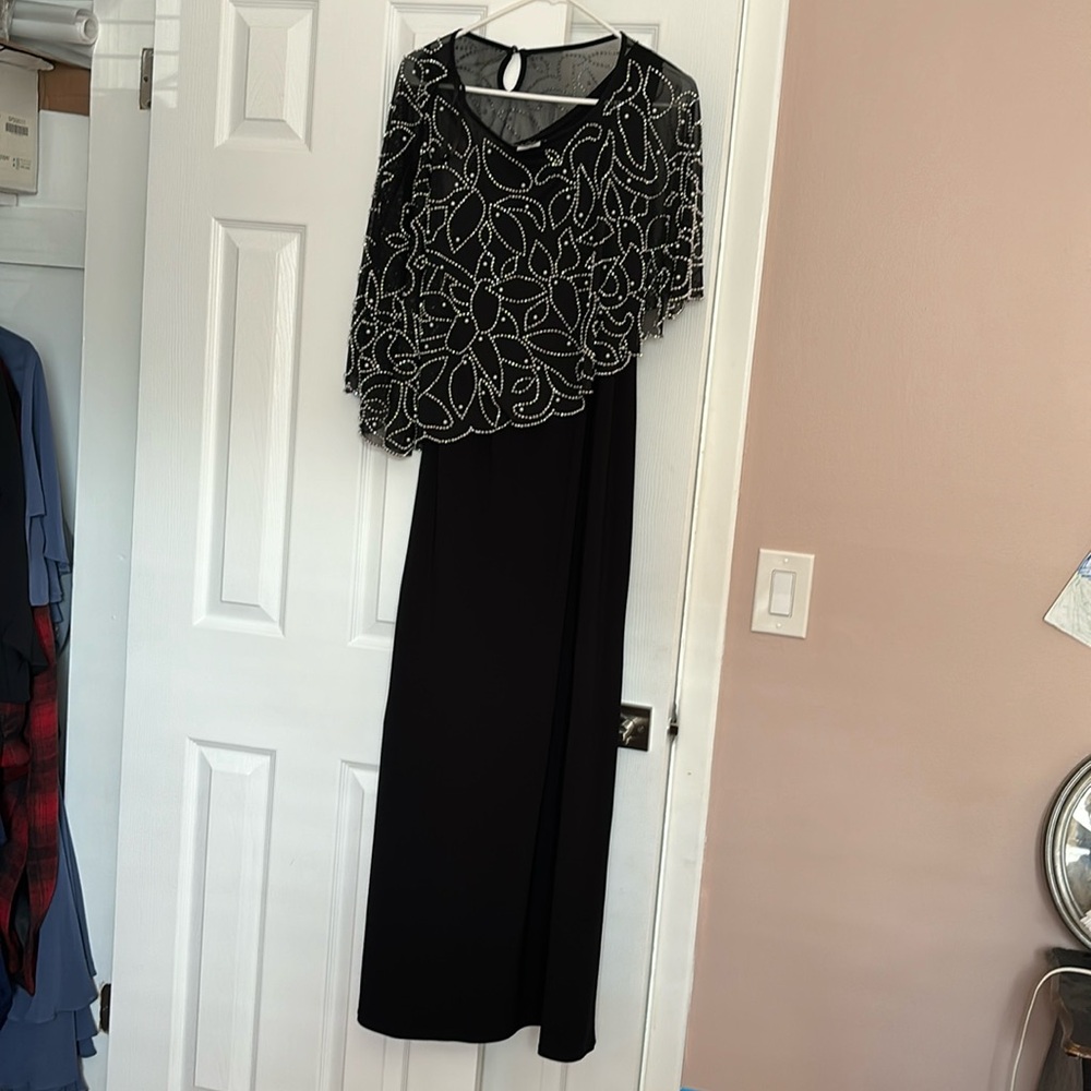 MSK new without tags beaded cape dress size large